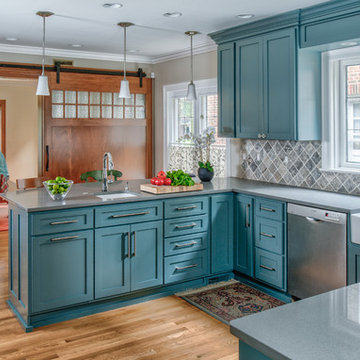 75 Craftsman Kitchen with Blue Cabinets Ideas You'll Love - June, 2024 ...