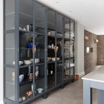 Blue-Grey Shaker Kitchen with Copper