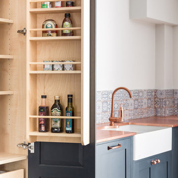 Blue-Grey Shaker Kitchen with Copper