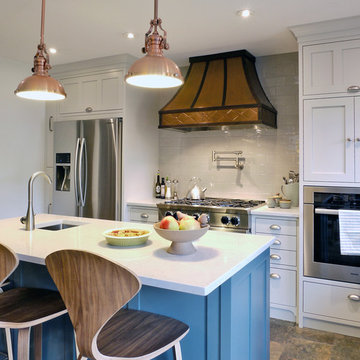 Blue Island with Gray Cabinetry