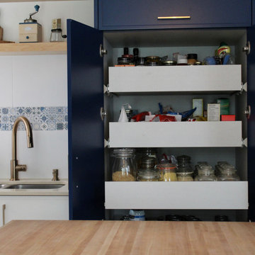 Blue kitchen in NDG