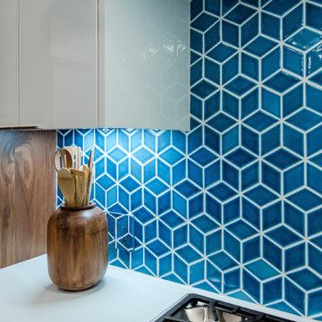 Blue Midcentury Escher Kitchen