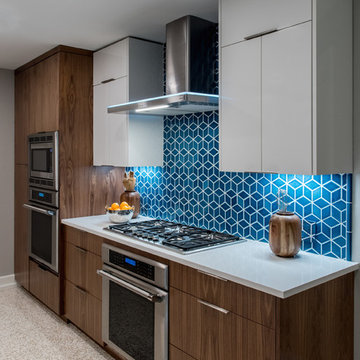 Blue Midcentury Escher Kitchen