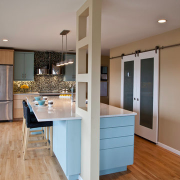 Blue Modern Contemporary Kitchen