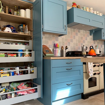 Blue Painted shaker kitchen with excellent storage
