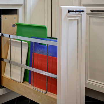 Blue, White, Orange Kitchen