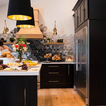 Bold Backsplash in a Birch Sable Kitchen