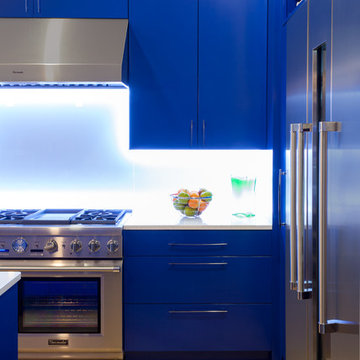 Bold Blue Contemporary Kitchen