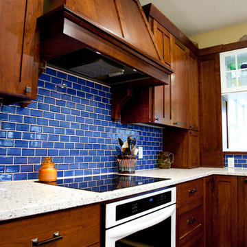 Bold Blue Subway Tile Kitchen