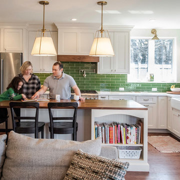 Bold White and Green Kitchen