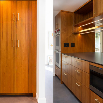 Book-Matched and Grain Matched Teak Cabinets