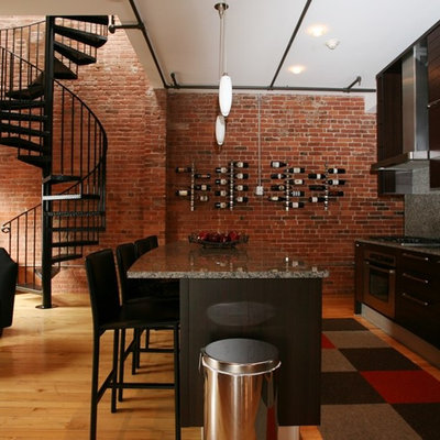 Kitchen - contemporary single-wall kitchen idea in Boston