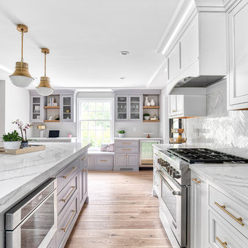 Brass Accents Brighten Up this Classic Kitchen Space