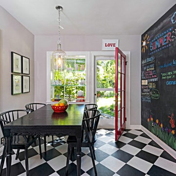 Breakfast Nook with Red Door and Chalkboard