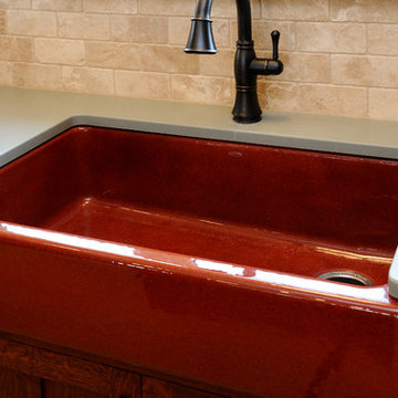 Brick Colored Kitchen Sink with Hand Rubbed Oil Finish