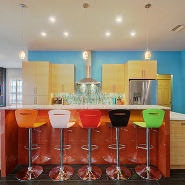 Bright and Colorful Kitchen and Living Space