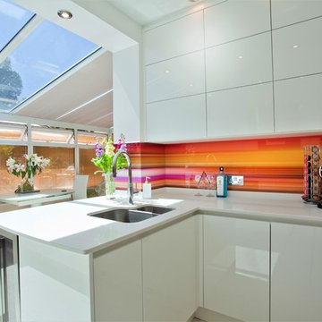 Bright Backsplash in White Kitchen