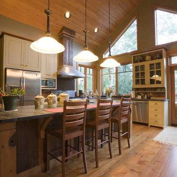Bright open concept fusion of woods kitchen