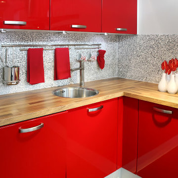Bright Red Cabinets Added To Home Renovation