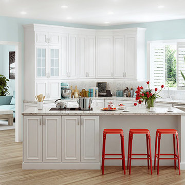 Bright White Cabinets with Clean Lines for a Great Transitional Look.