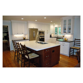 Bright White Kitchen with Custom Cherry Island - Transitional - Kitchen ...