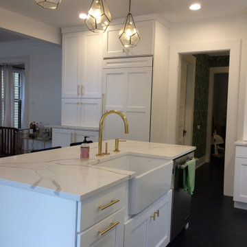 Bright White Kitchen with Gold Accents