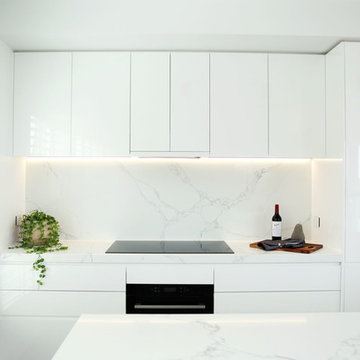 Bright White Modern Marble Kitchen