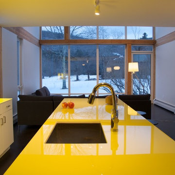 Bright Yellow Glass Countertops