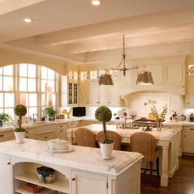 Kitchen - traditional kitchen idea in Miami with a farmhouse sink