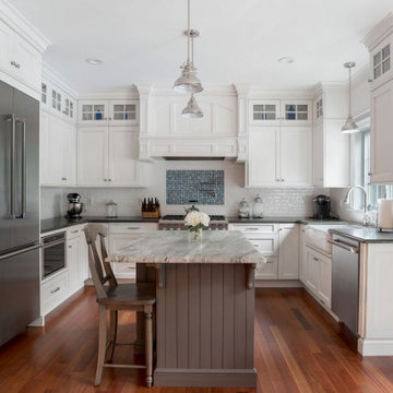 Brookhaven kitchen with custom designed Wood Hood