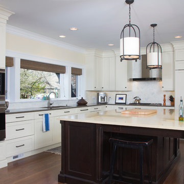 Brookhaven Recessed Panel White and Dark Stained Cabinet Kitchen