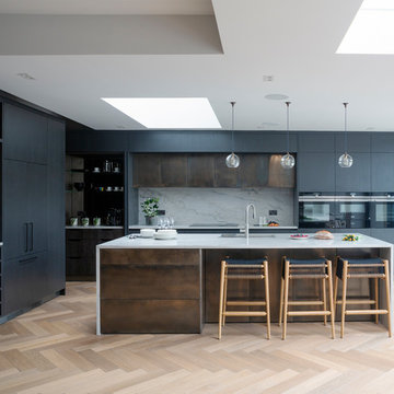 Brushed Oak and Metallic Panels