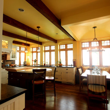 Built in Booth in Kitchen Features Groin Vault Ceiling Treatment