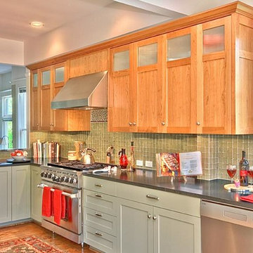 Built-in craftsman style cherry upper-cabinets