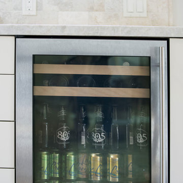Built In Mini Bar Fridge with Glass Front and Stainless Steel Frame