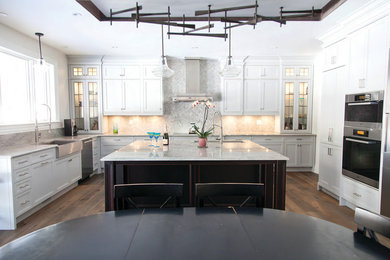 Trendy kitchen photo in Toronto with quartzite countertops