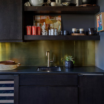 Butler's Pantry with Custom Brass Backsplash