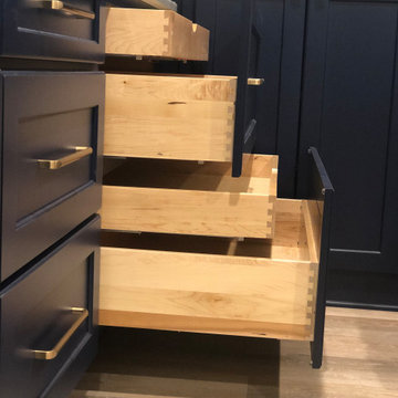 Cabinet with 2 drawers and hidden slide out trays