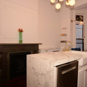 Calacatta Gold Marble & White Cabinets
