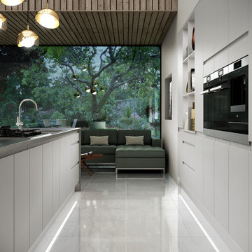 Camden Dove Grey Panoramic Window Kitchen