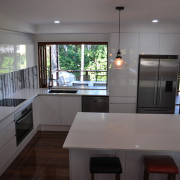 Camp Hill Kitchen with custom wallpaper feature - Brisbane