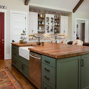 75 Beautiful Farmhouse Kitchen with Beige Cabinets Pictures & Ideas ...