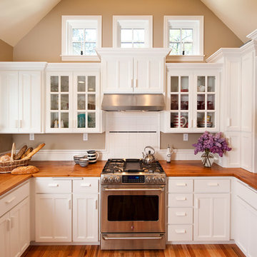 Cape Cod White Kitchen with Pine Countertops, Corvallis, Oregon