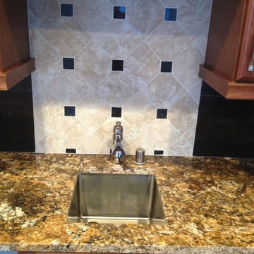 Carnival Granite with Black Galaxy Island and Black Galaxy 12x12 tiles