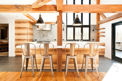 Inspiration for a rustic kitchen in New York.