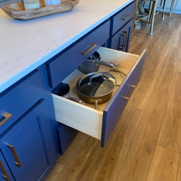 Charcoal Blue + Gray Painted Kitchen With Butler’s Pantry Bar