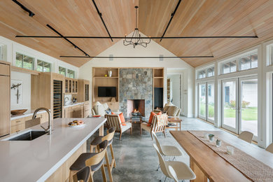 Example of a farmhouse kitchen design in Providence