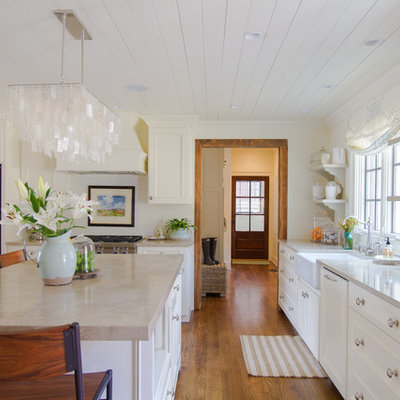 Example of a country kitchen design in Atlanta with open cabinets