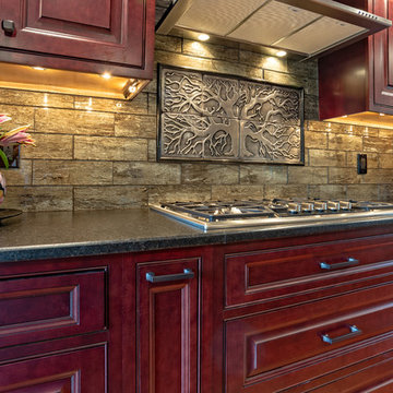 Cherry Beaded Inset Raised Panel Kitchen