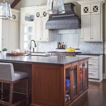 Cherry Island with Glass Fronted Cabinets